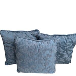 Vintage set of 3 square 16x16” tapestry  Blue Floral accent Pillows